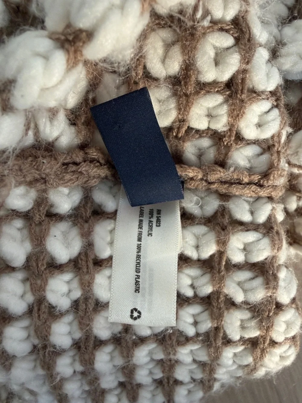 GAP Cream and Brown Chunky Knit Scarf